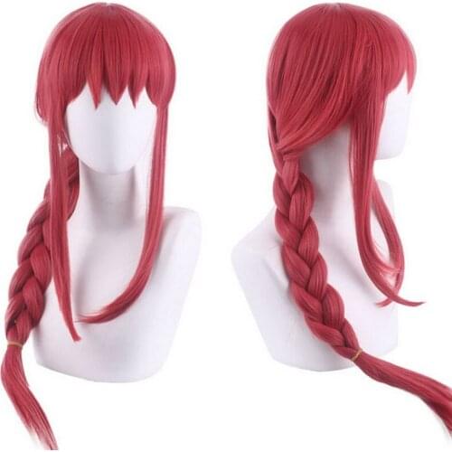 Anime Chainsaw Man Makima Long Red Braiding Cosplay Wig Synthetic Hair Halloween Costume Party Wigs For Men
