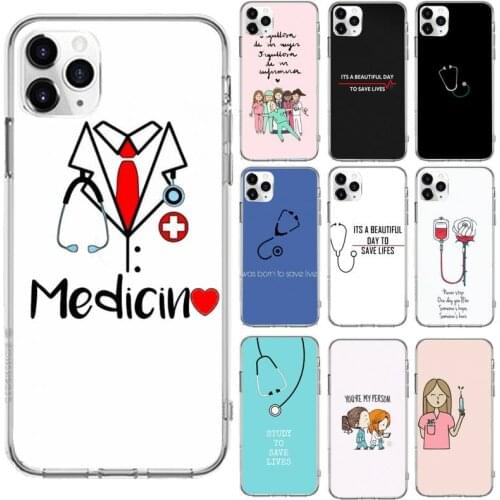 Nurse Doctor Medical Health Phone Case Transparent for iPhone 6 7 8 11 12 s mini pro X XS XR MAX Plus cover funda shell