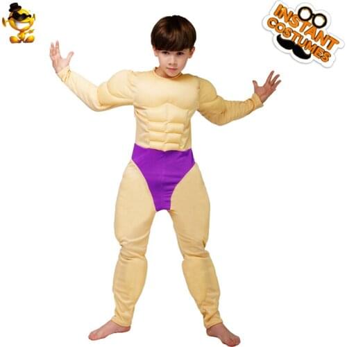 DSPLAY Hot Selling Kids Muscle Jumpsuit Boys Fashionable High Quality Strong Muscle Costumes For Halloween Carnival Party
