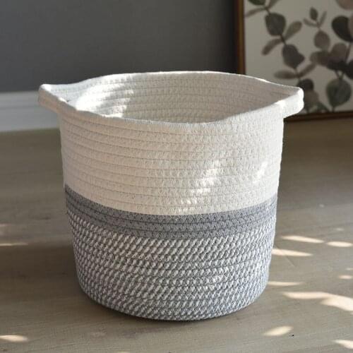 Cotton Rope Art Storage Bucket Desktop Debris Clothes Cleaning Storage Basket Woven Laundry Basket Garden Flower Pot