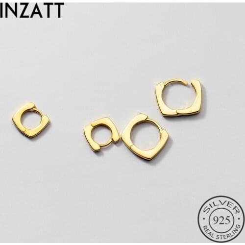 INZATT Real 925 Sterling Silver Round Hoop Earrings For Fashion Women Party Punk Fine Jewelry Minimalist Accessories