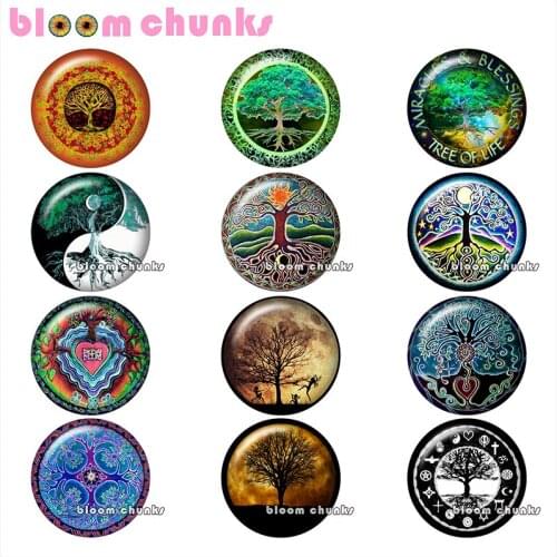 Tree of life Round photo glass cabochon demo flat back Making findings 12mm/18mm/20mm/25mm B1901