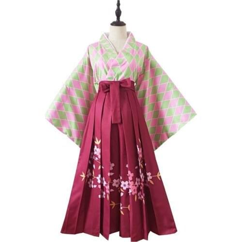 Anime Demon Slayers Blade Cosplay Suit Nidouzi Yukata Kimono Lianzhu Ganlu Temple Mili Kimono Cosplay Full Exhibition for Women