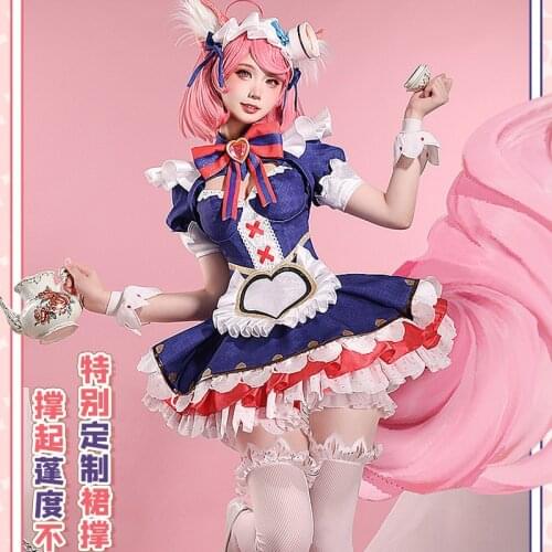 Arena of Valor Cos Daji Maid outfit coffee star lovely Female Deep Blue Maid cosplay costume T