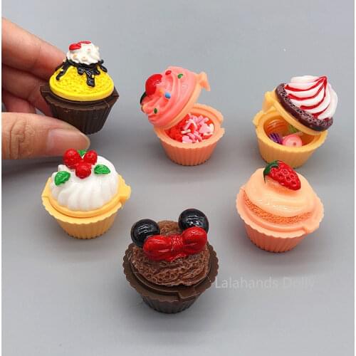 Doll House Creative Simulated Cupcake Model DIY Mini Storage Box Food Play Jewelry Box Accessories