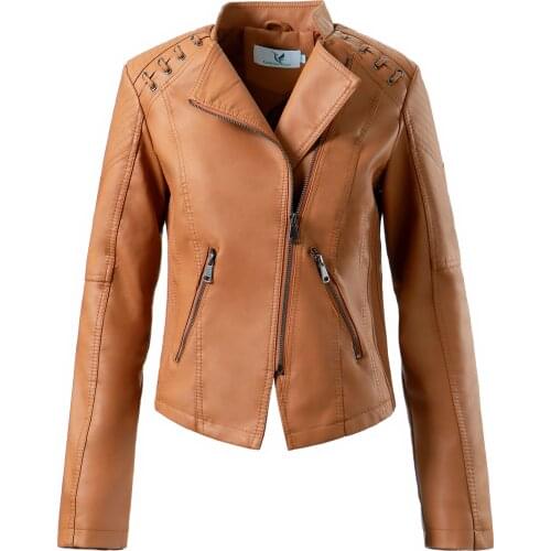 New Autumn Women Faux Leather Jacket Casual Soft PU Slim Black Motorcycle Punk Leather Coat Female Zipper Outerwear Women Coats