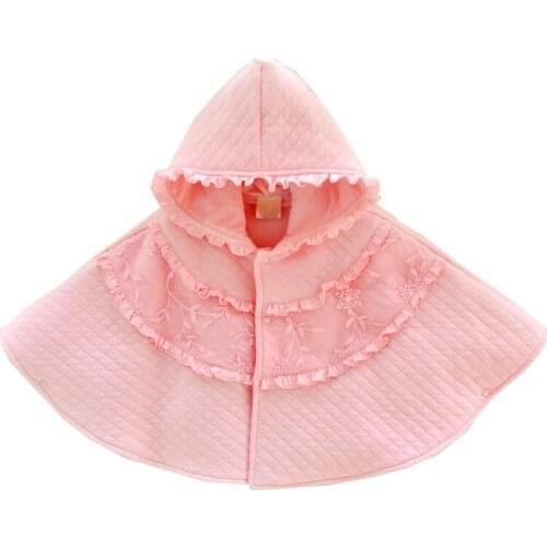 Cute Baby Kid Girls Clothing Cotton Hooded Coat Cloak Jacket Flower Embriodery Warm Outwear New Fashion Girl Clothes