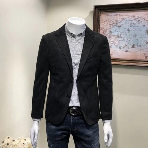 Menswear 2020 Suede Business Casual Suit Men Slim Suit jacket Classic style Male Blazer Black Gray Army green Plus size 4XL