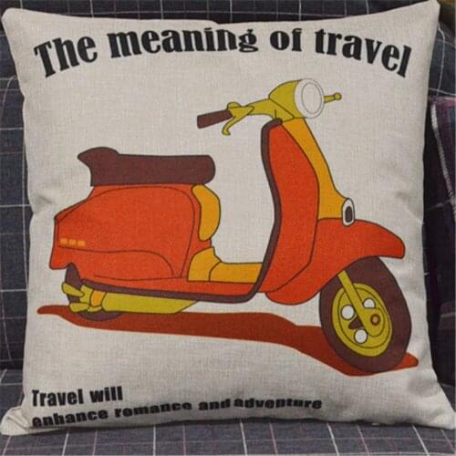 2pc Motobike Printing Cushion Cover Linen Cushion cover Vintage Style Car cushion case Soft Pillow Case