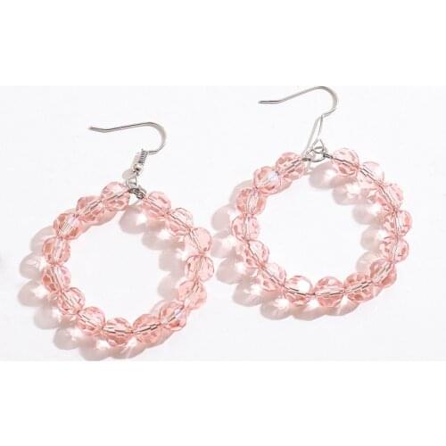 Latest Clear Faceted Crystals Beaded Hoop Dangle Drop Earrings for Women Minimalist Sparkling Wedding Jewelry Valentines Gift