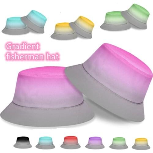 Bucket hat gradient color 3D printing fisherman hat sun hat trend wild art work fisherman hat outdoor hip-hop streetage party ha