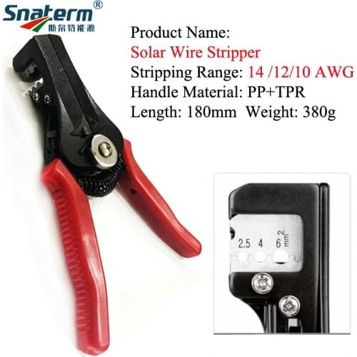 Solar Connectors Plier Crimping Tool for 2.5/4/6mm2(14-10AWG) with Soft Handle Crimping Tool Crimping Pliers Red and Blue color