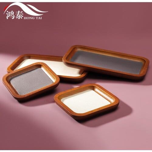 Solid wood jewelry tray, ring, earrings, bracelet, display tray, jade small handle, storage tray, jewelry display props