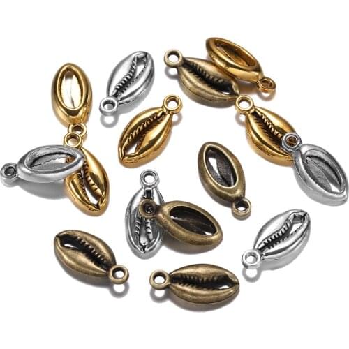20pcs Charms Bohemian Cowrie Conch Shell 17x8mm Gold Color Plated Pendant For DIY Jewelry Making Findings Supplies Wholesale