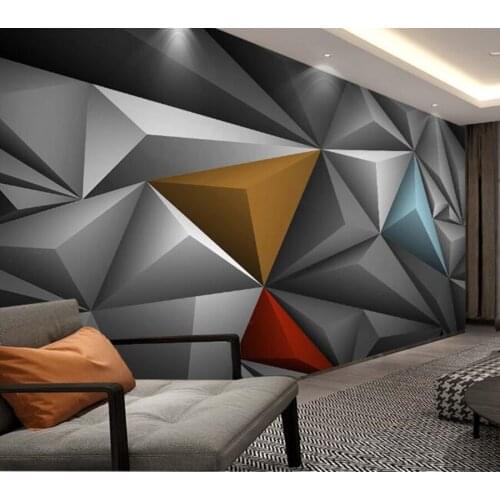Polygonal 3D space color mural for living room bedroom sofa KTV background decoration self-adhesive PVC wallpaper