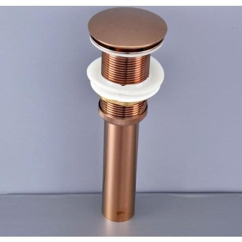 Luxury Rose Gold Brass Large Round Cap Pop Up Bathroom Sink Basin Waste / Drain Without Overflow Bathroom Accessory msd076