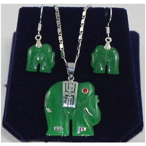 Natural Violet Alexander Carving Elephant Earrings Pendant Necklace Set>>> women jewerly Free shipping