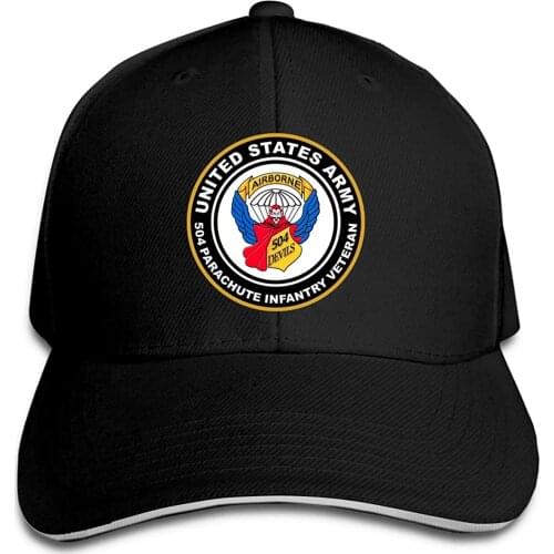 Hat For Men Women Army Veteran 504 Parachute Regiment Adjustable Baseball Caps Vintage Sandwich Hatcustom Logo