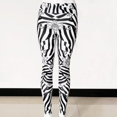Flower Print Striped Yoga Pants Women Fitness Gym Clothing Jogging Tights Seamless Shark Leggings Ensemble Sport Femme Leggins