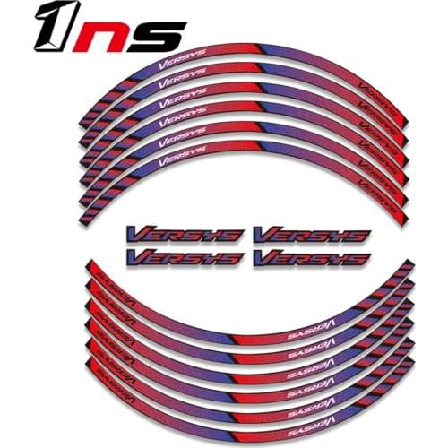 For KAWASAKI VERSYS650 Versys1000 Versys 650/1000 Customizable Colorful Wheel Stickers Reflective Waterproof Rim Decals Full Set