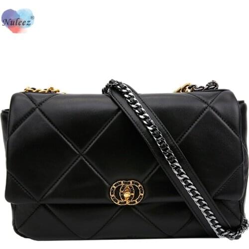 Nuleez 19 Classical Chain Handbag Women Real Leather Cowhide Cross-Body Popular Stars