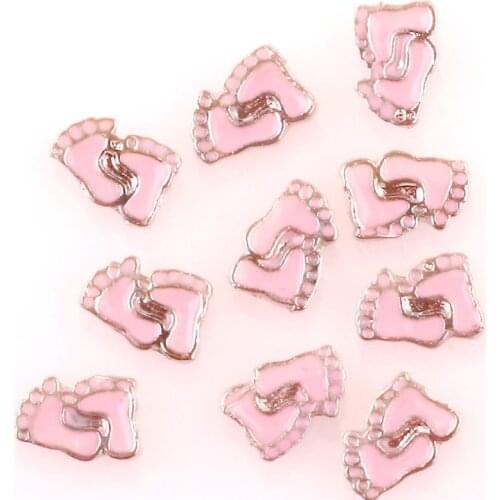 20Pcs/Lot Pink Blue Baby Feet Floating Charms Hand-made DIY for Glass Lockets