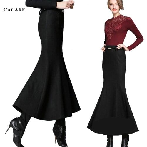 2018 Autumn Fashion Flare Woolen Skirts Business Casual Korean Elegant Bodycon Skirt CHEAP F0109 Black Gray Colors