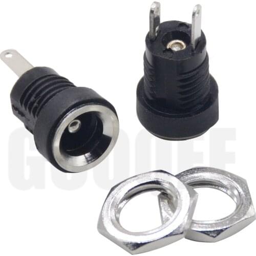 5PCS 3A 12V For DC Power Supply Jack Socket Female Panel Mount Connector 5.5mm 2.1mm Plug Adapter 2 Terminal Types 5.5*2.1