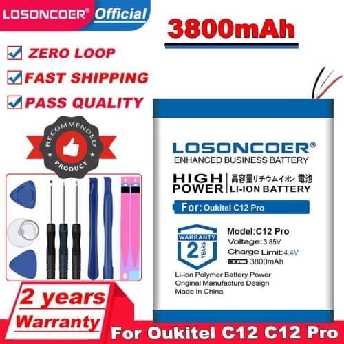 C12Pro C12 Pro Battery 3800mAh for Oukitel C12 Backup Battery for Oukitel C12 Pro 4G 6.18" Mobile Phone Battery MT6739 MTK6739