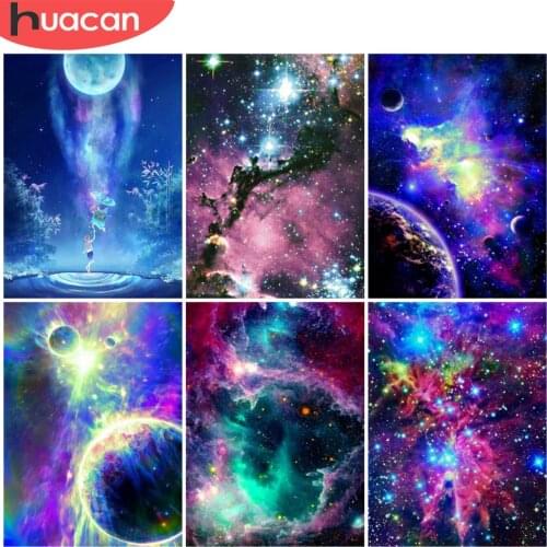 HUACAN Full Square/Round Diamond Painting Universe Planet Embroidery Cross Stitch Kits Decoration For Home