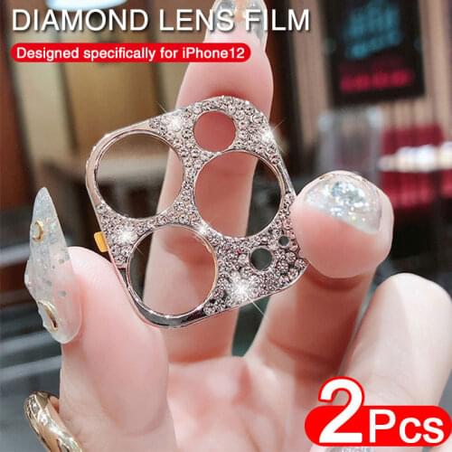 Diamond Camera Lens Protector Film For iPhone 12 Mini 12 Pro Max Glitter Rhinestone On iPhone 11 Pro Max Camera Protection Glass