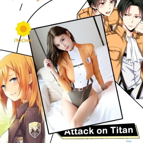 Anime Attack on Titan Cosplay Costume Mikasa Ackerman Sexy Swimsuit Shingeki no Kyojin Rompers Bodysuit Recon Corp Girls Women