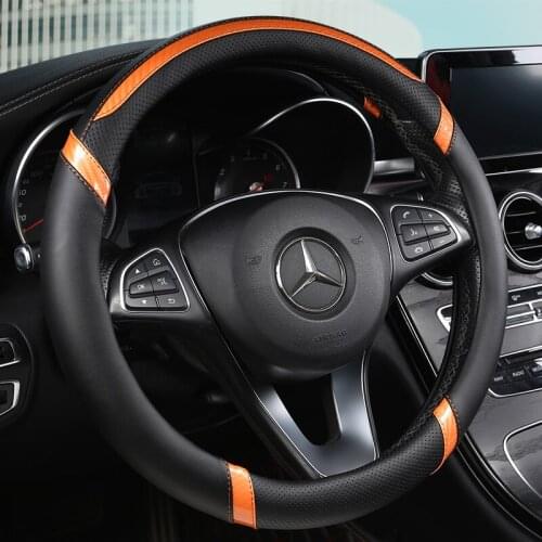 Car-styling Steering Wheel Cover Carbon Fiber Leather 37-38CM Cars Wheel Covers Anti Slip Breathable Universal Auto Accessories
