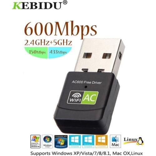 Kebidu Free Driver 600Mbps USB Wifi Adapter 2.4+5 Ghz Wireless Receiver USB Wifi 802.11n/g/b Network Card For PC Wholesale