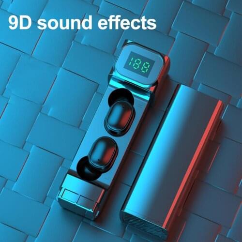 BQC-01 Wireless Earphone Intelligent Digital Display IPX7 Stereo In-Ear Bluetooth 5.1 Headset Earbuds for Sports