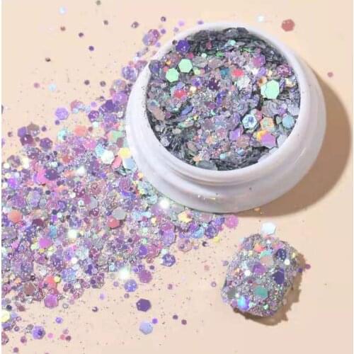 Shininy 3D Mirror Nail Art Mermaids Glitter Hexagon Paillette Sequins Flakes Sparkling Pigment Powder DIY Manicures Decoration
