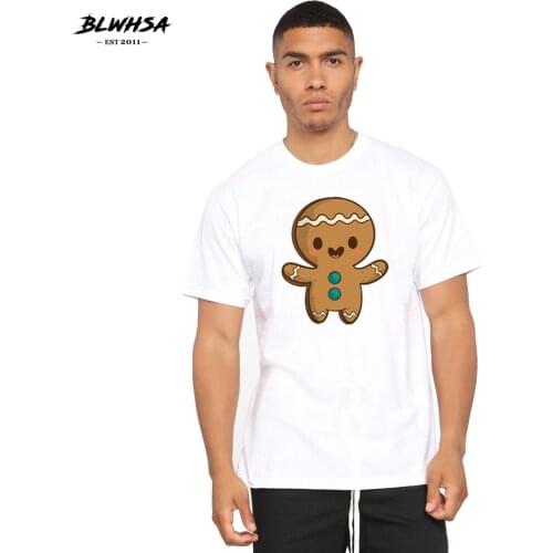 BLWHSH Cute Christmas Print T Shirt Men Summer Casual 100% Cotton Cool T-shirt Cartoon Doll Printing Hip Hop Men Plus Tops
