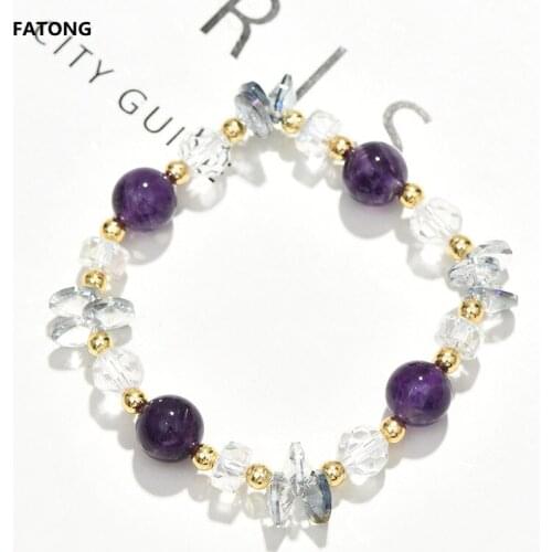 Natural Amethyst Crystal Bracelet Female Gemstone Bracelet Stretch Ladies Gemstone Jewelry