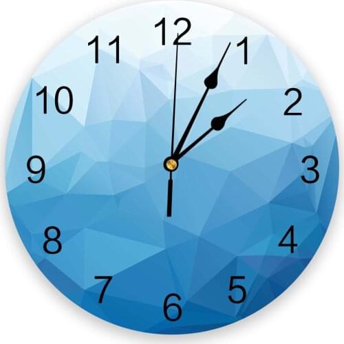 Triangle Color Block Blue Gradient Creative Wall Clock For Home Office Decoration Living Room Bedroom Kids Room Hanging Watch