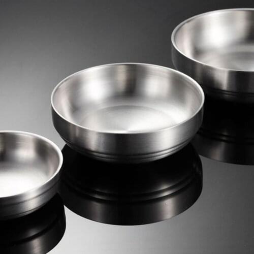 Double Thick Metal Rice Cereal Bowls Stainless Steel Bowl Double Walled Ice Cream Soup Bowls Heat Insulated Mixing Bowl