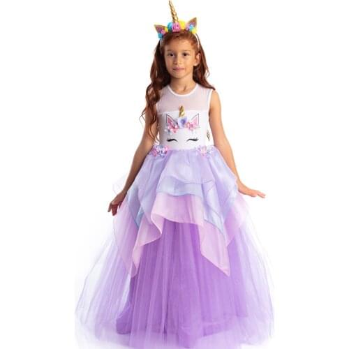 Unicorn Dress Lilac Organza Tiers, Wedding, Birthday, Party, Festival,, Casual, Prom, colorful Shiny Layer Princess