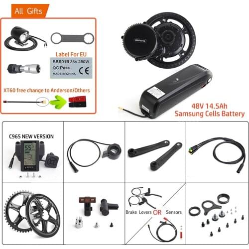 EU US RU No TAX Bafang 48V 750W BBS02B Mid Drive Motor 14.5Ah Samsung Cells Battery Electric Bicycle Complete Conversion Kits