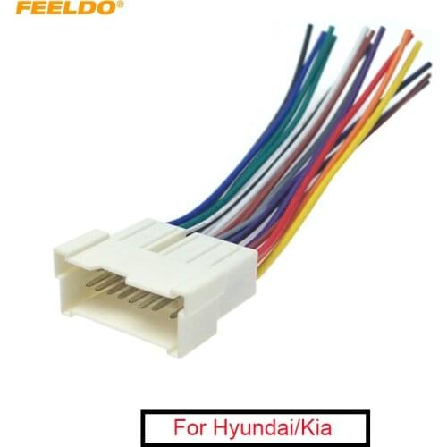 FEELDO 10Pcs Car OEM Audio Stereo Wiring Harness Adapter For Hyundai/KIA(01~05) Install Aftermarket CD/DVD Stereo #AM2053