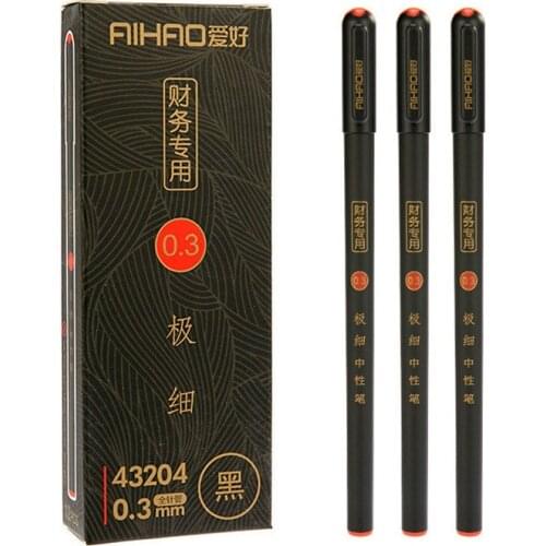 3 pcs/lot 0.3mm Fine Gel Pens Chinese Elegant Black Finance Needle Pens For Writing Office School Supplies Kawaii Stationery Pen