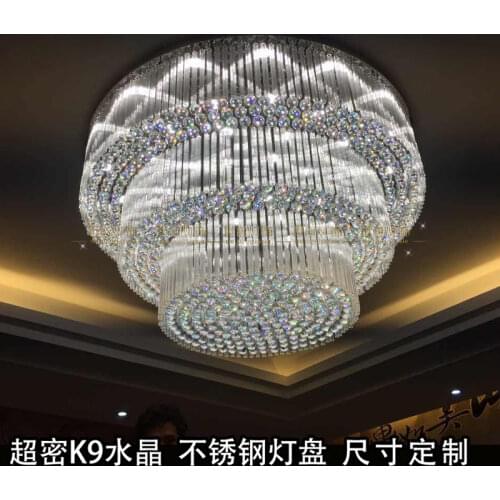 Hotel lobby project crystal lamp round ceiling lamp villa hall duplex building large custom crystal lamp ceiling lamps fixture