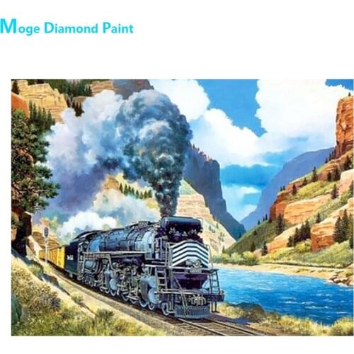 Canyon Scenic Vintage Steam Train Diamond Painting Round Full Drill Nouveaute DIY Mosaic Embroidery 5D Cross Stitch Home Decor