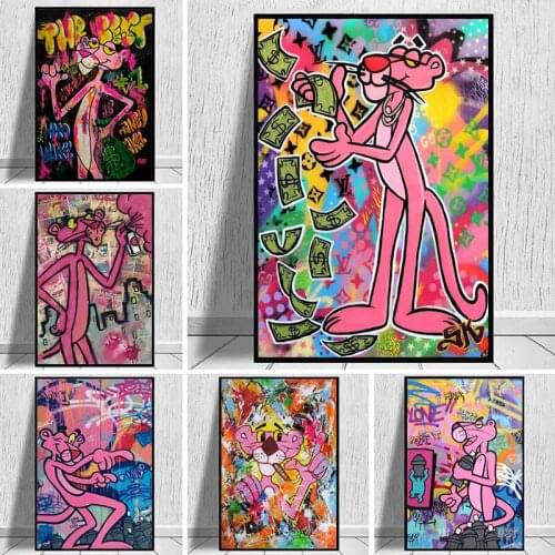 Disney Canvas Painting Poster Print Street Graffiti Art Colourful Pink Panther Wall Art Picture for Living Room Decor Cuadros