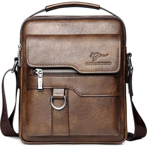 Classic Business Mens Bag Brand Leather Mini Messenger Bags Casual Shoulder Crossbody Bag Male Travel Handbag and Purse Trendy