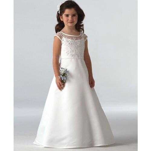 Girls Lace Flower Girl Dresses For Weddings 2020 A-Line Holy First Communion Dresses Girls Pageant Gowns