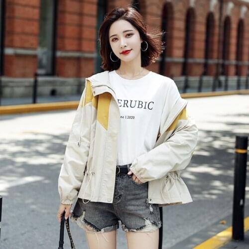 Hooded Jacket Womens Short 2021 Spring and Autumn Loose Jacket Casual Versatile Student Little Trench Coat February and August